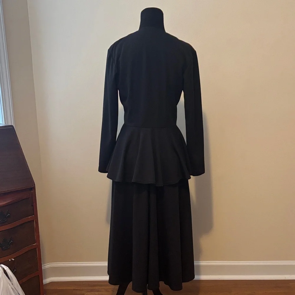 Custom made vintage Black Peplum Jacket and Skirt Set Suit - Picture 4 of 16